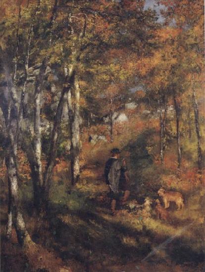 Pierre Renoir The Painter Jules Le Coeur walking his Dogs in the Forest of Fontainebleau china oil painting image